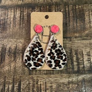 New druzy cowhide leather earrings